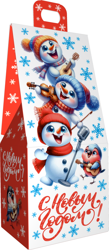 Коробка новогодняя подарочная Новогодний квинтет, 90х70х200 (+30) мм (домик) — изображение 5